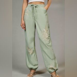 NWOT | Anthropologie | Pilcro | Light Green Embroidered Cargo Pant | Size 34